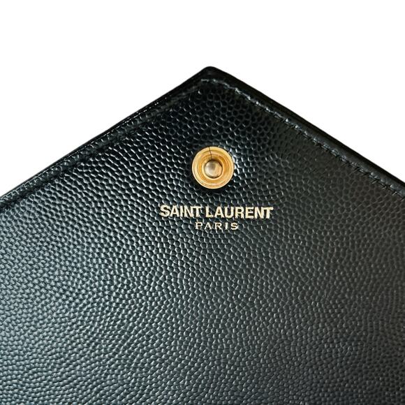 Saint Laurent Envelope Chain Wallet Black Leather Gold Hardware Crossbody - Picture 7 of 12